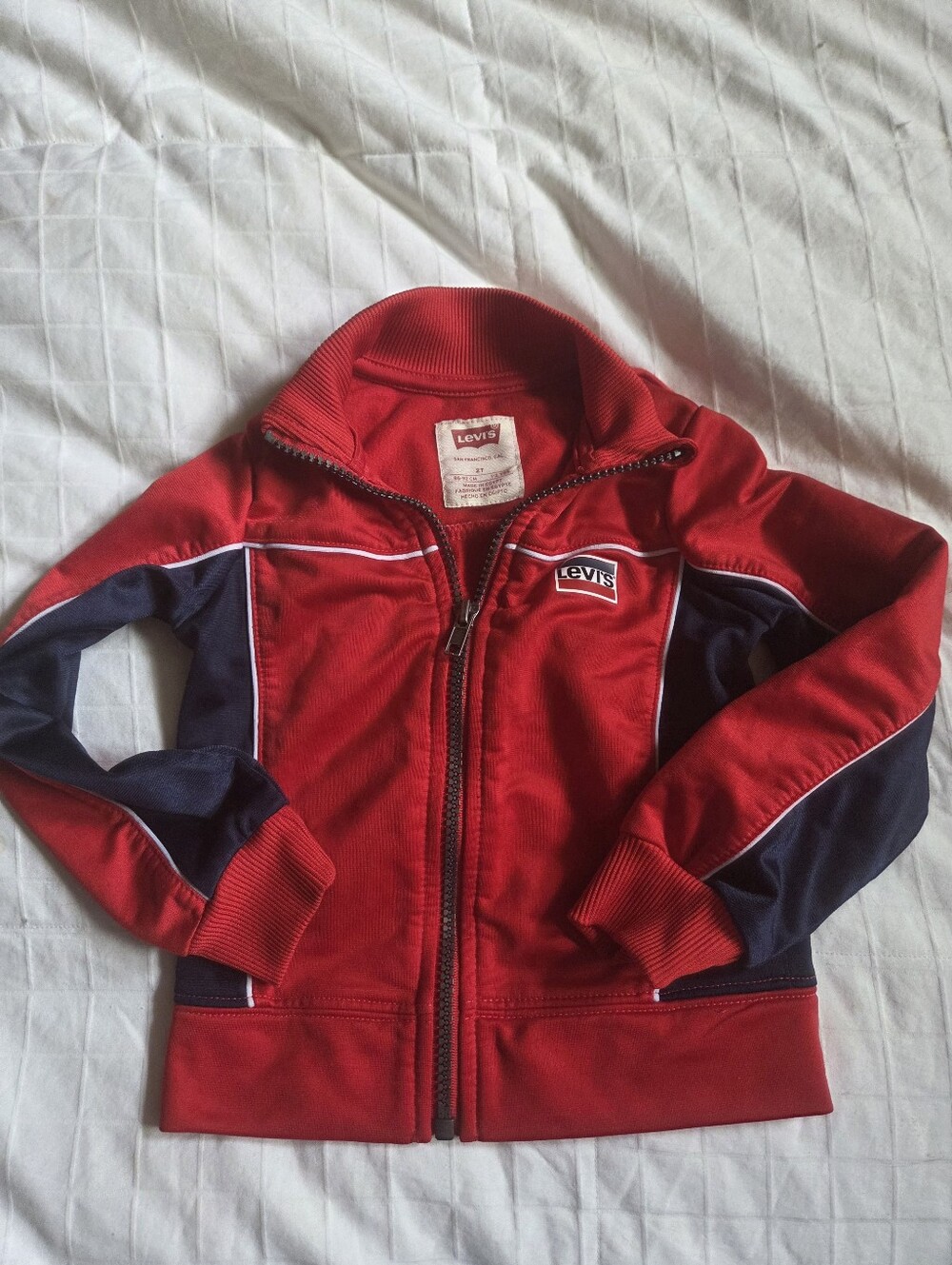 Levi's Kids Red and Navy Zip Front Hoodie Jacket